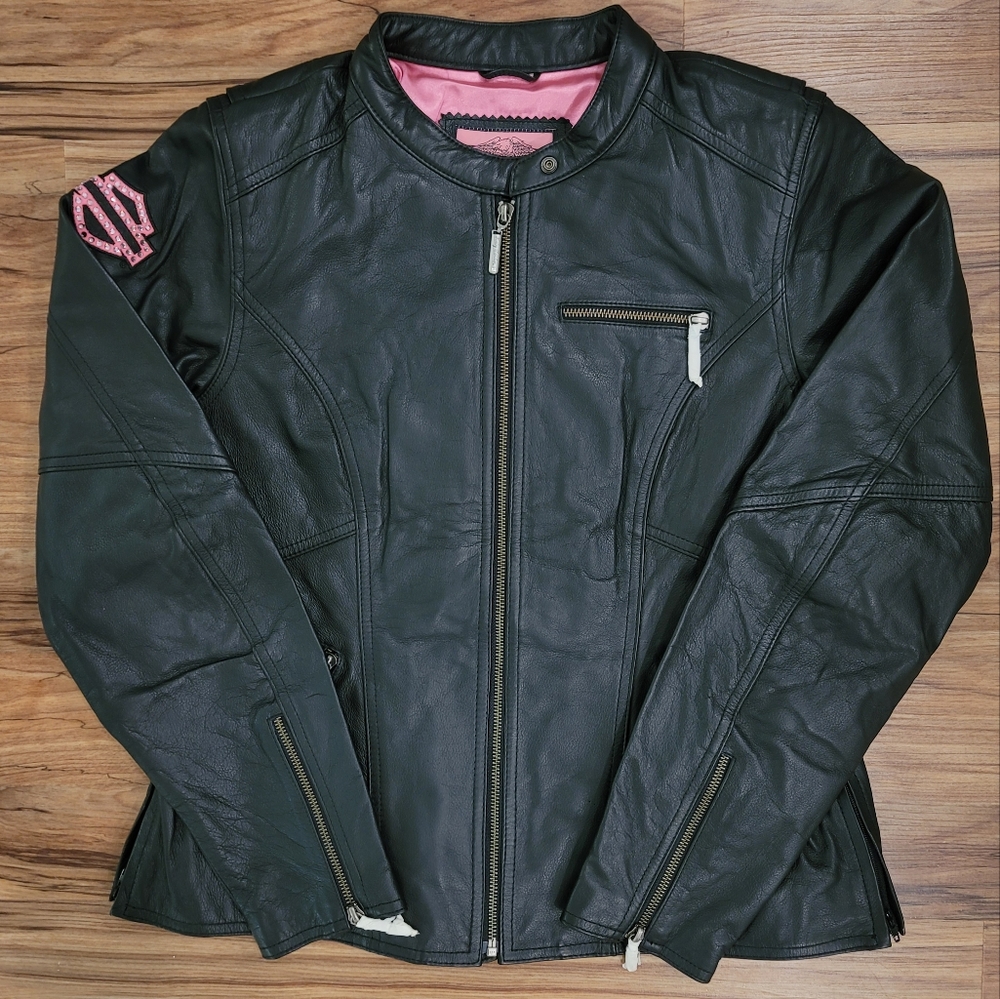 NWT Harley-Davidson Bling Pink Label Leather Jacket Size: Large